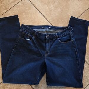 Old Navy Power Slim Straight Jeans - Dark Blue with Brown Stitching 16 L